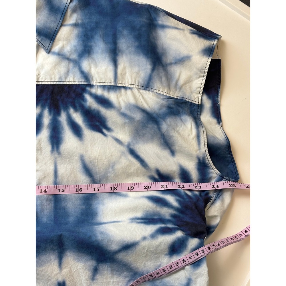 Bassike Tie Dye Organic Cotton Top Blue White Women L Oversized - Picture 5 of 8